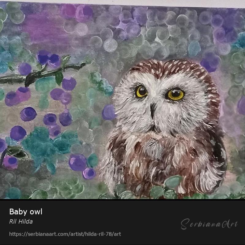 Baby owl, Acrylic/Canvas, Ril Hilda