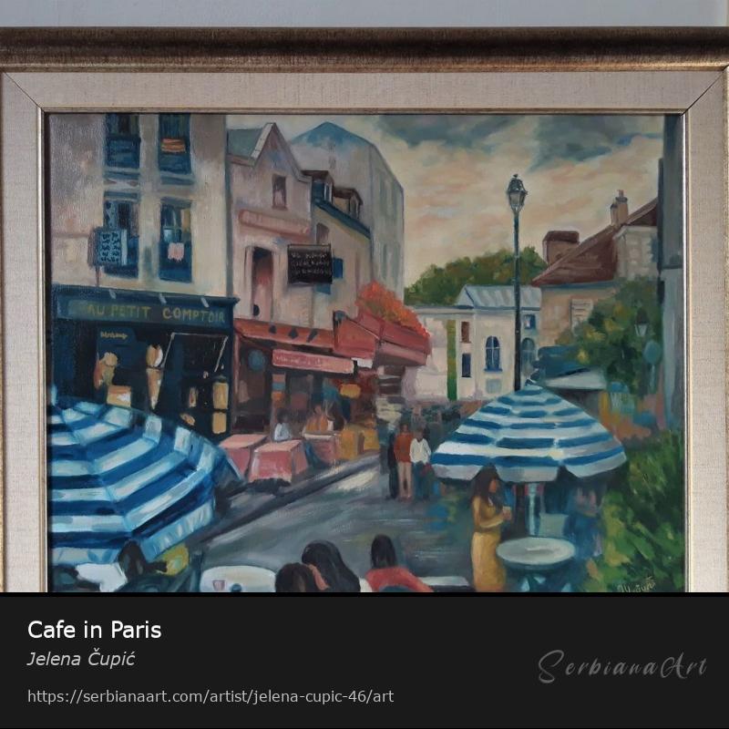 Cafe in Paris, Oil/Canvas, Jelena Čupić