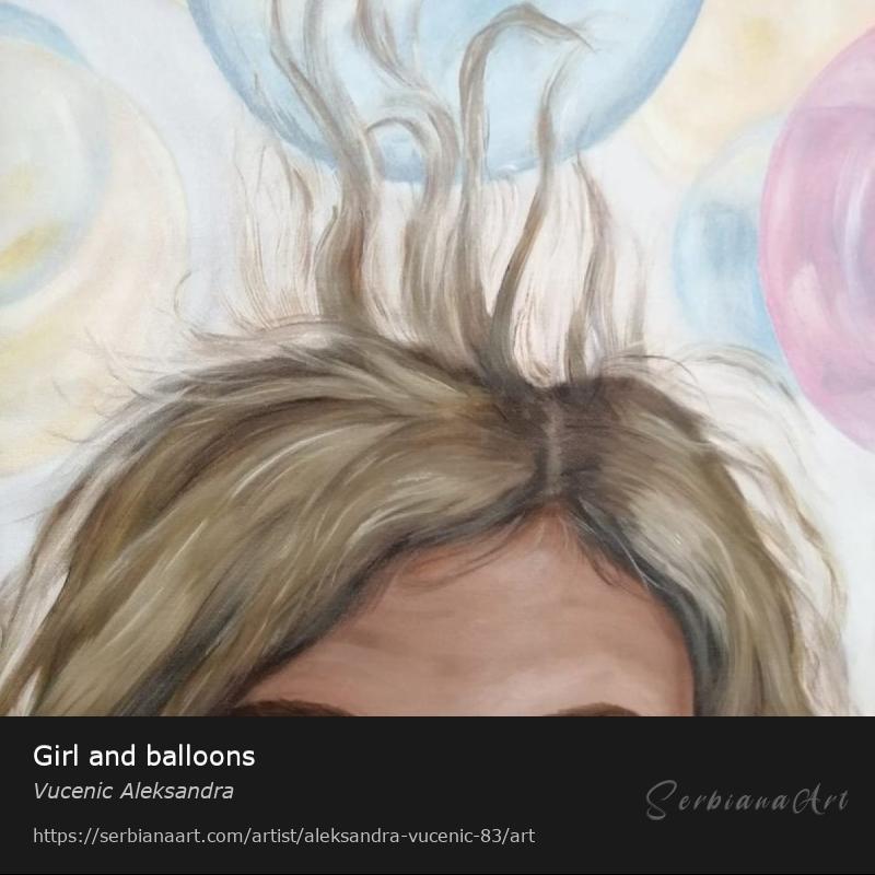 Girl and balloons, Oil/Canvas, Vucenic Aleksandra