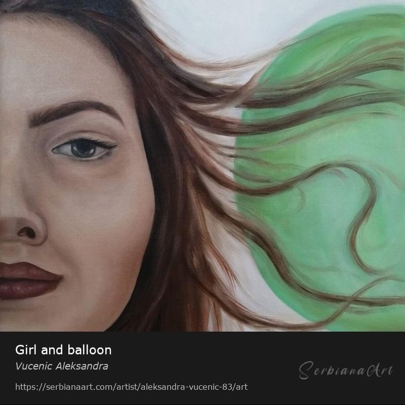 Girl and balloon, Oil/Canvas, Vucenic Aleksandra