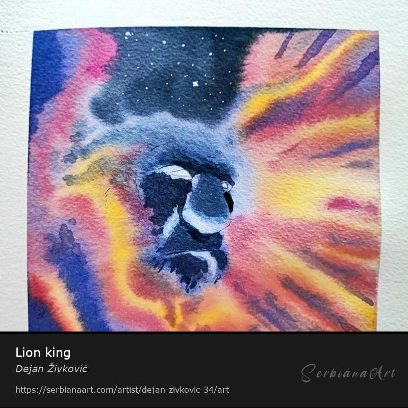 Lion king, Watercolor/Paper, Dejan Živković