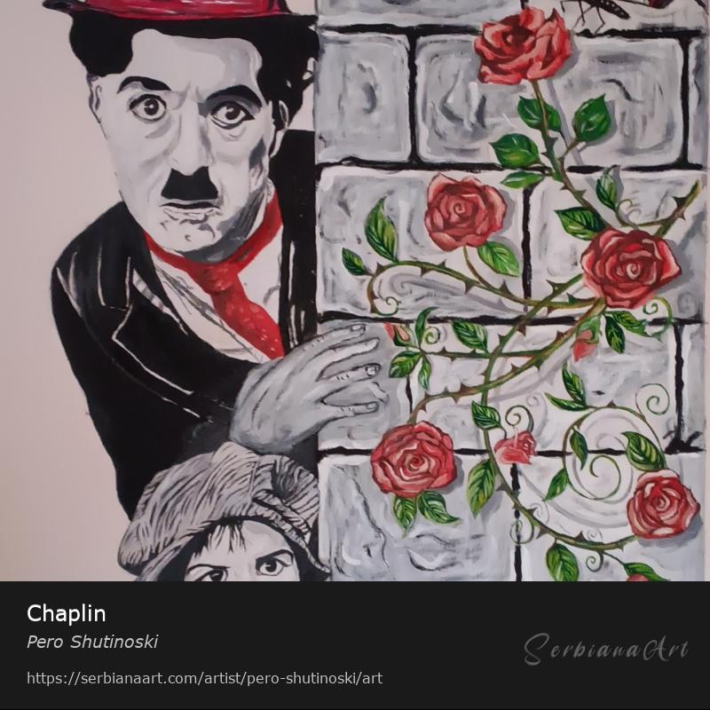 Chaplin, Oil/Canvas, Pero Shutinoski