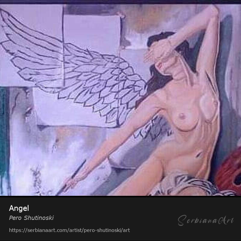 Angel, Oil/Hardboard, Pero Shutinoski