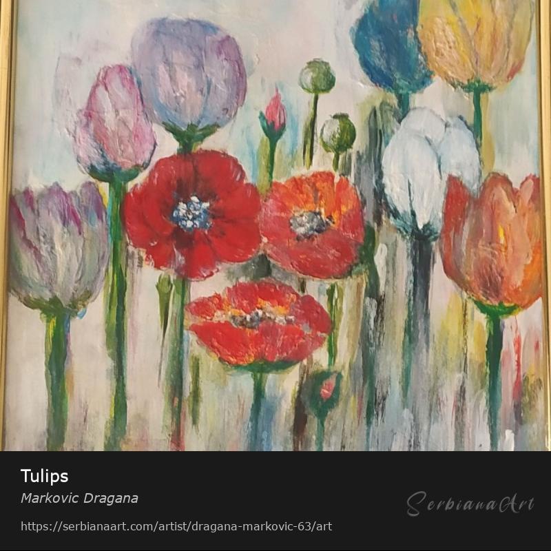 Tulips , Acrylic/Plywood, Markovic Dragana