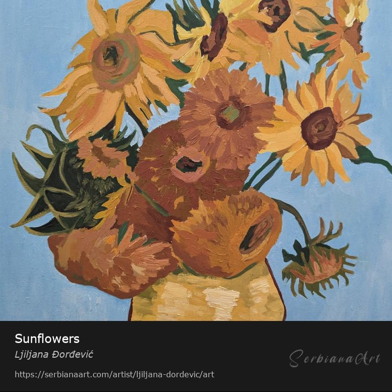 Sunflowers, Oil/Canvas, Ljiljana Đorđević