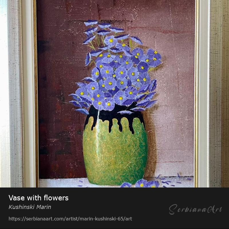 Vase with flowers, Oil/Canvas, Kushinski Marin