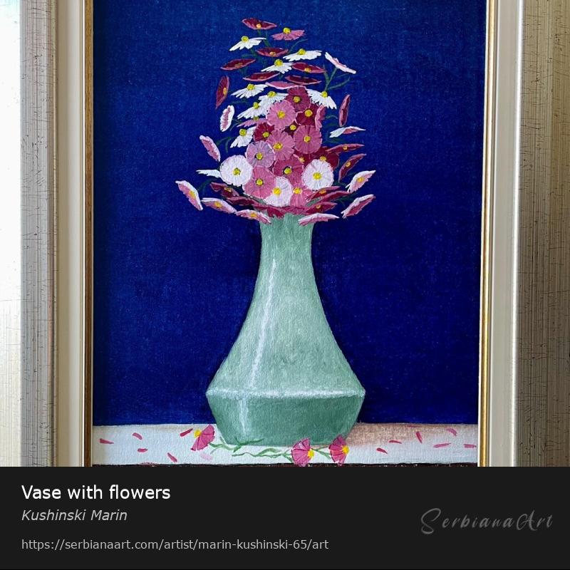Vase with flowers, Oil/Canvas, Kushinski Marin