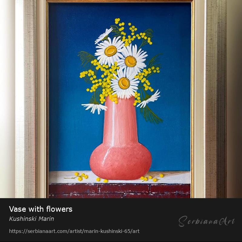 Vase with flowers, Oil/Canvas, Kushinski Marin
