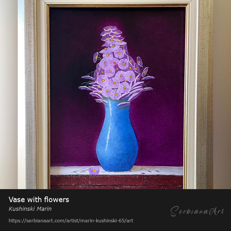 Vase with flowers, Oil/Canvas, Kushinski Marin