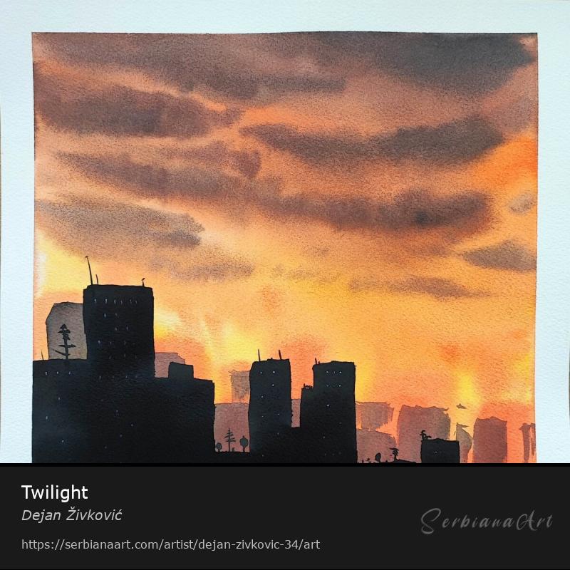 Twilight, Watercolor/Paper, Dejan Živković