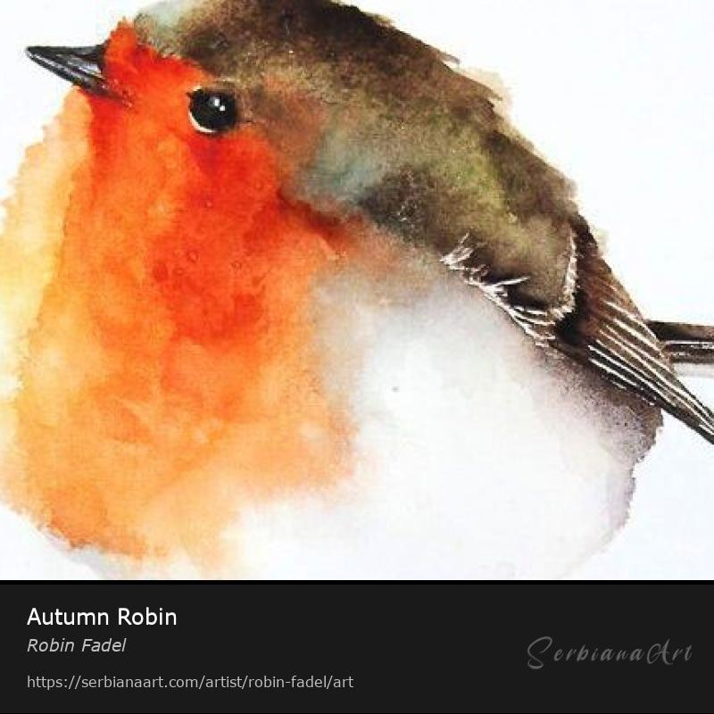 Autumn Robin, Watercolor/Paper, Robin Fadel