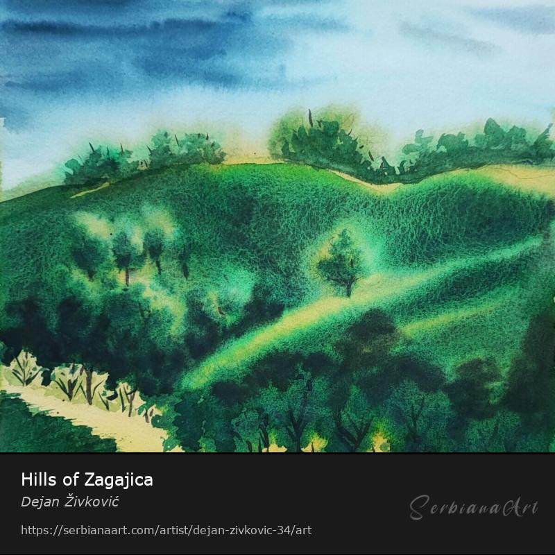 Hills of Zagajica, Watercolor/Paper, Dejan Živković