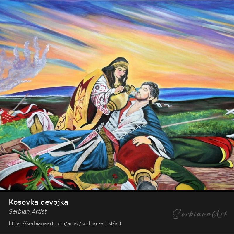 Kosovka devojka, Oil/Canvas, Serbian Artist