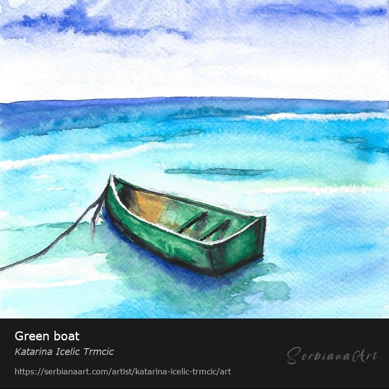 Green boat, Watercolor/Paper, Katarina Icelic Trmcic