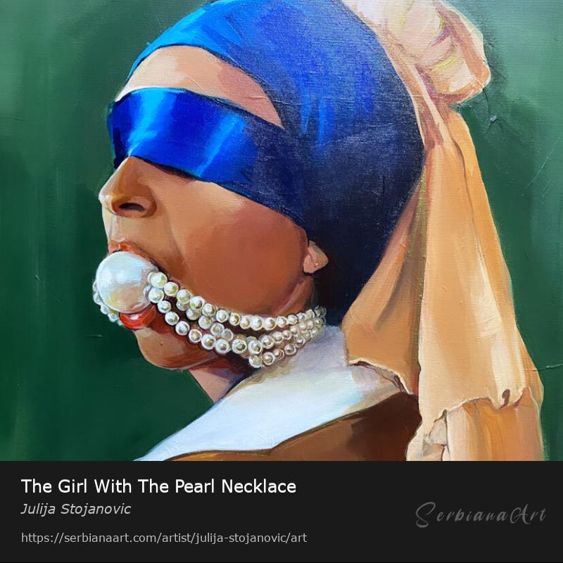 The Girl With The Pearl Necklace, Acrylic/Canvas, Julija Stojanovic