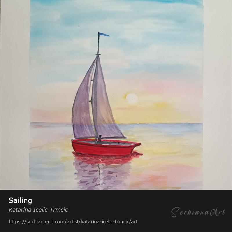 Sailing, Watercolor/Paper, Katarina Icelic Trmcic