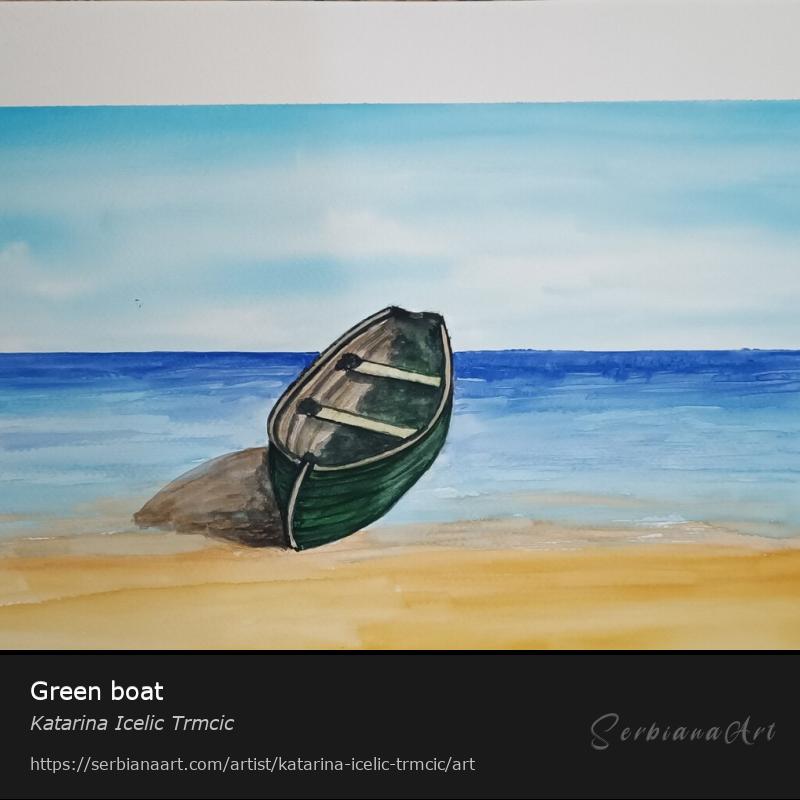 Green boat, Watercolor/Paper, Katarina Icelic Trmcic