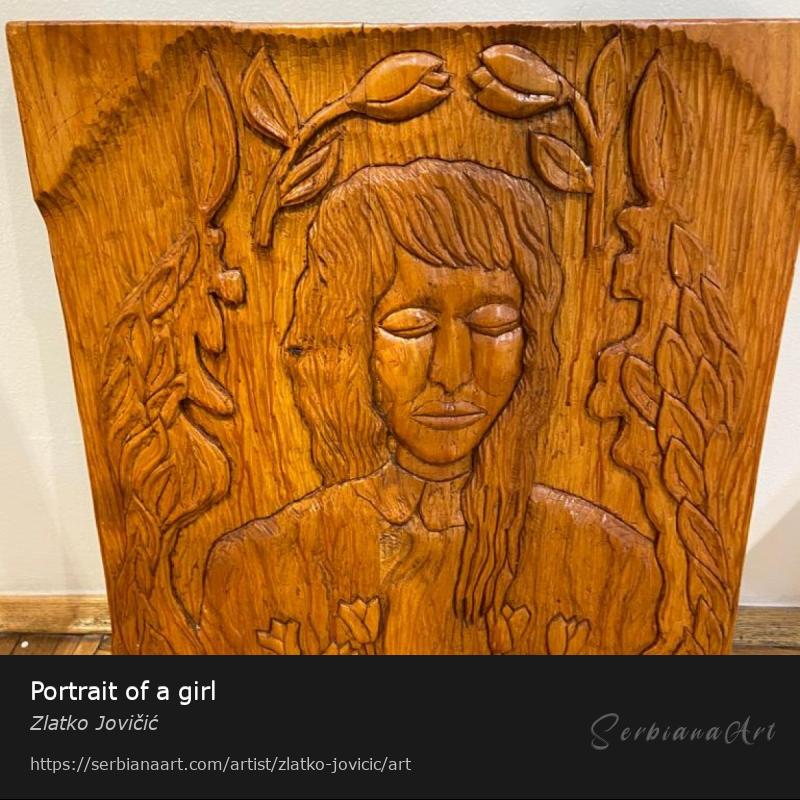 Portrait of a girl, Carving/Wood, Zlatko Jovičić