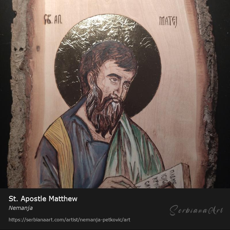 St. Apostle Matthew, Carving/Wood, Nemanja