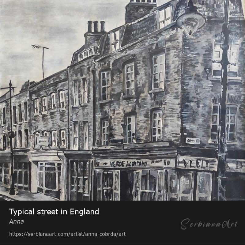 Typical street in England, Acrylic/Paper, Anna