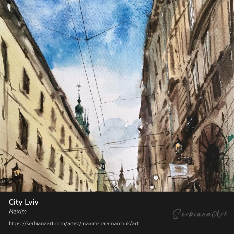 City Lviv, Watercolor/Paper, Maxim