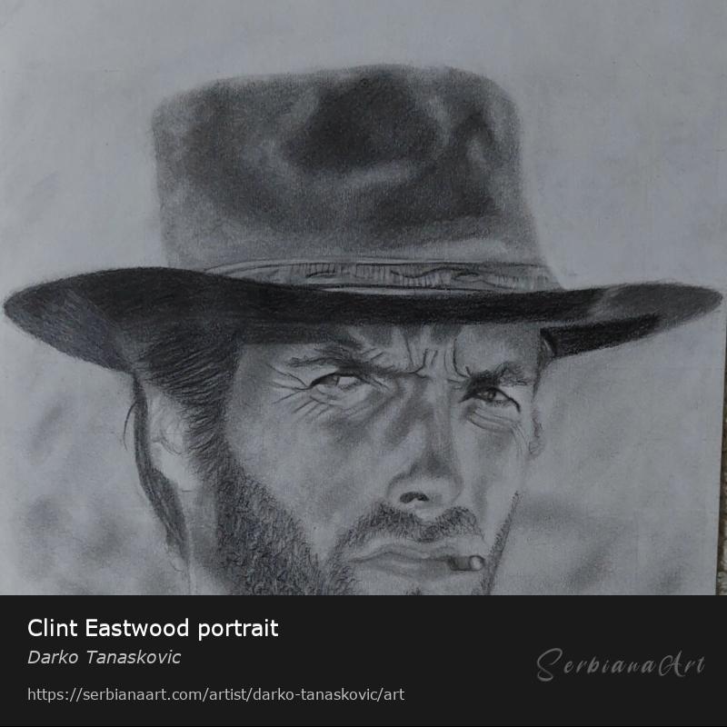 Clint Eastwood portrait, Pencil/Paper, Darko Tanaskovic