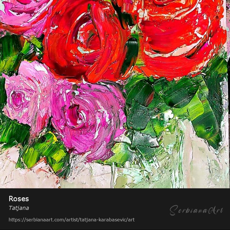 Roses, Oil/Cardboard, Tatjana 