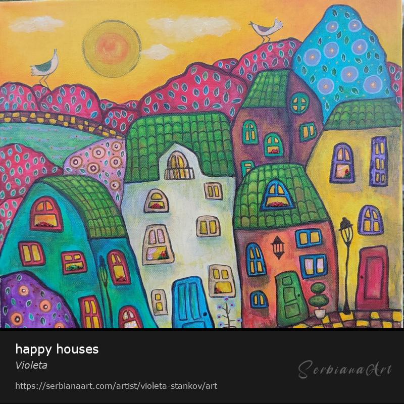 happy houses, Oil/Canvas, Violeta