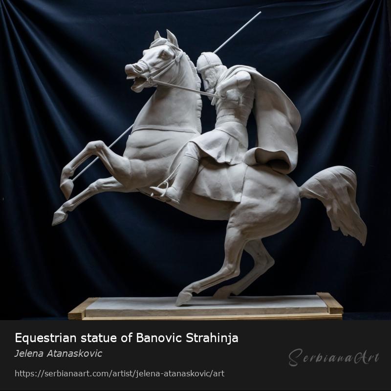 Equestrian statue of Banovic Strahinja, Sculpture/Gypsum, Jelena Atanaskovic