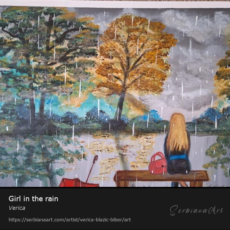 Girl in the rain, Acrylic/Canvas, Verica