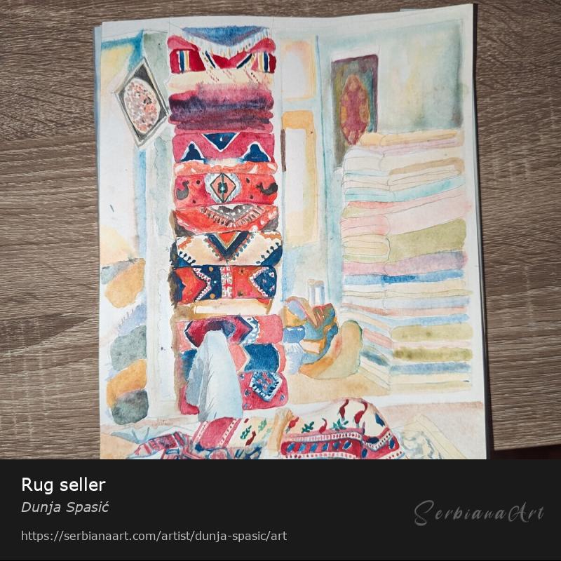 Rug seller, Watercolor/Paper, Dunja Spasić