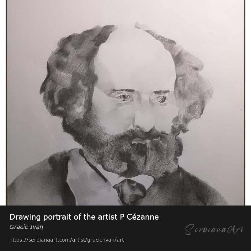 Drawing portrait of the artist P Cézanne, Pencil/Paper, Gracic Ivan