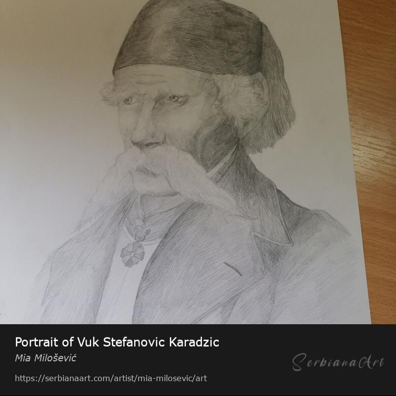 Portrait of Vuk Stefanovic Karadzic, Pencil/Paper, Mia Milošević