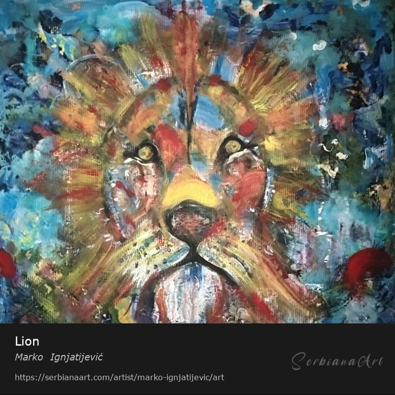 Lion, Mixed Media/Glass, Marko  Ignjatijević