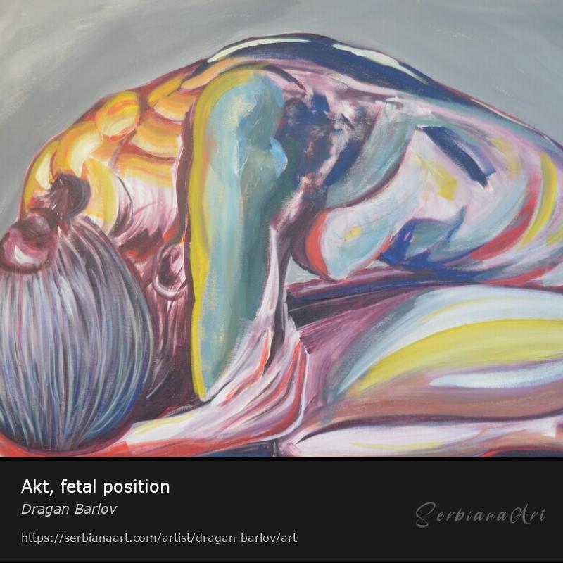 Akt, fetal position, Acrylic/Canvas, Dragan Barlov