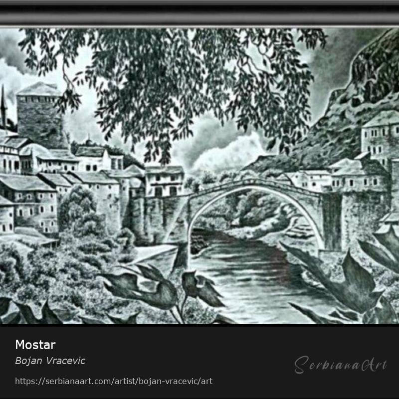 Mostar, Pastel/Paper, Bojan Vracevic