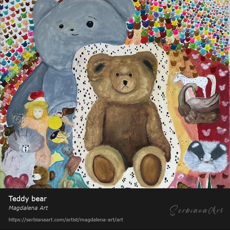 Teddy bear, Acrylic/Canvas, Magdalena Art