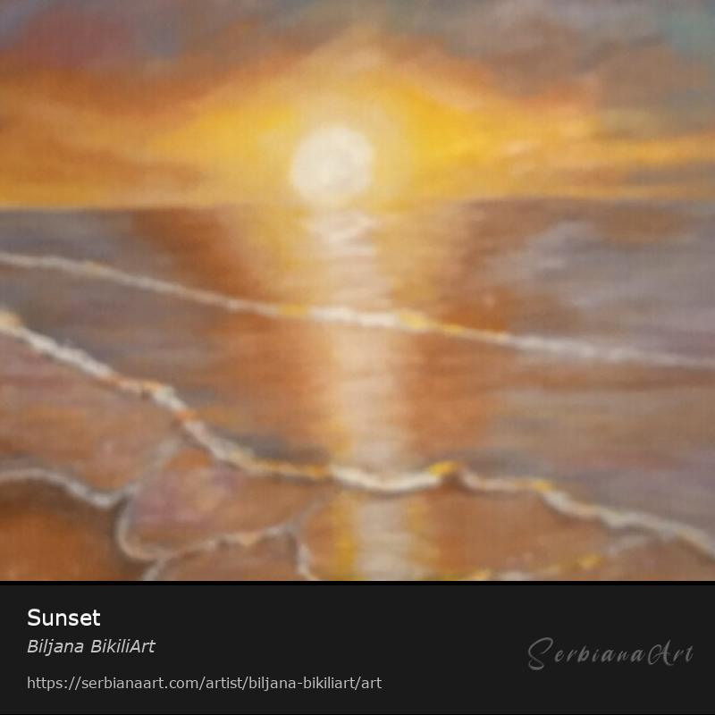 Sunset, Acrylic/Cardboard, Biljana BikiliArt
