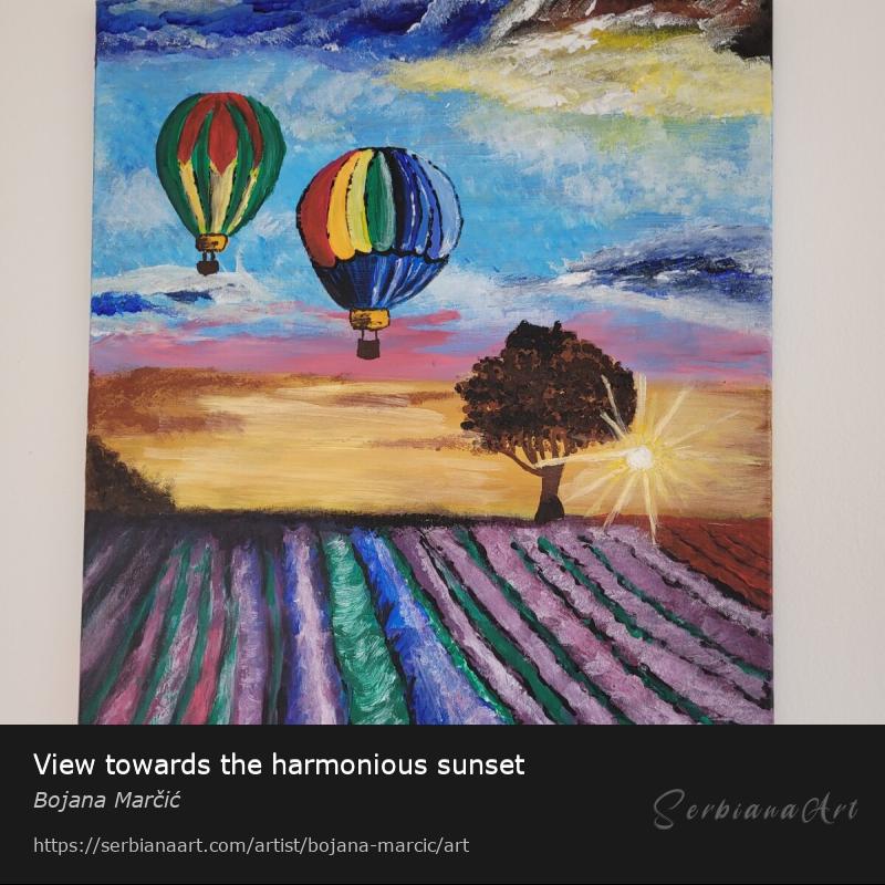 View towards the harmonious sunset, Acrylic/Canvas, Bojana Marčić