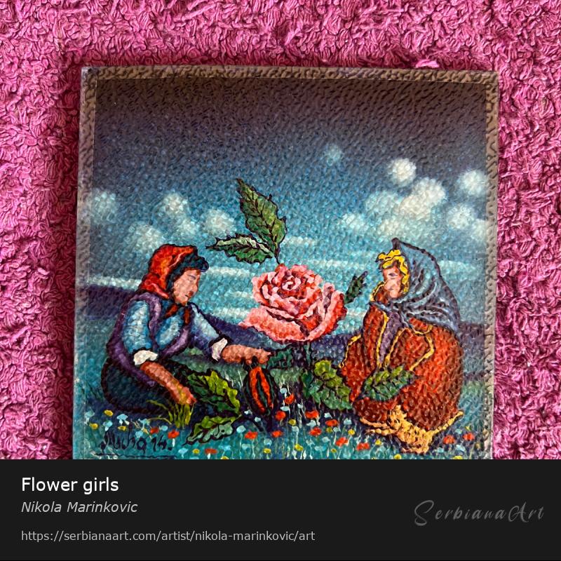 Flower girls, Oil/Glass, Nikola Marinkovic