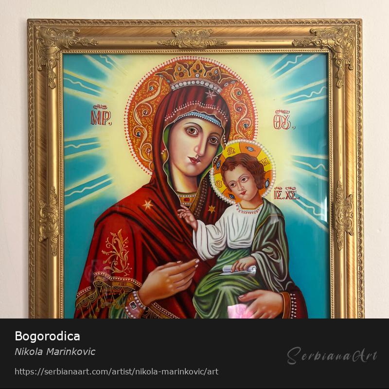 Bogorodica, Oil/Glass, Nikola Marinkovic