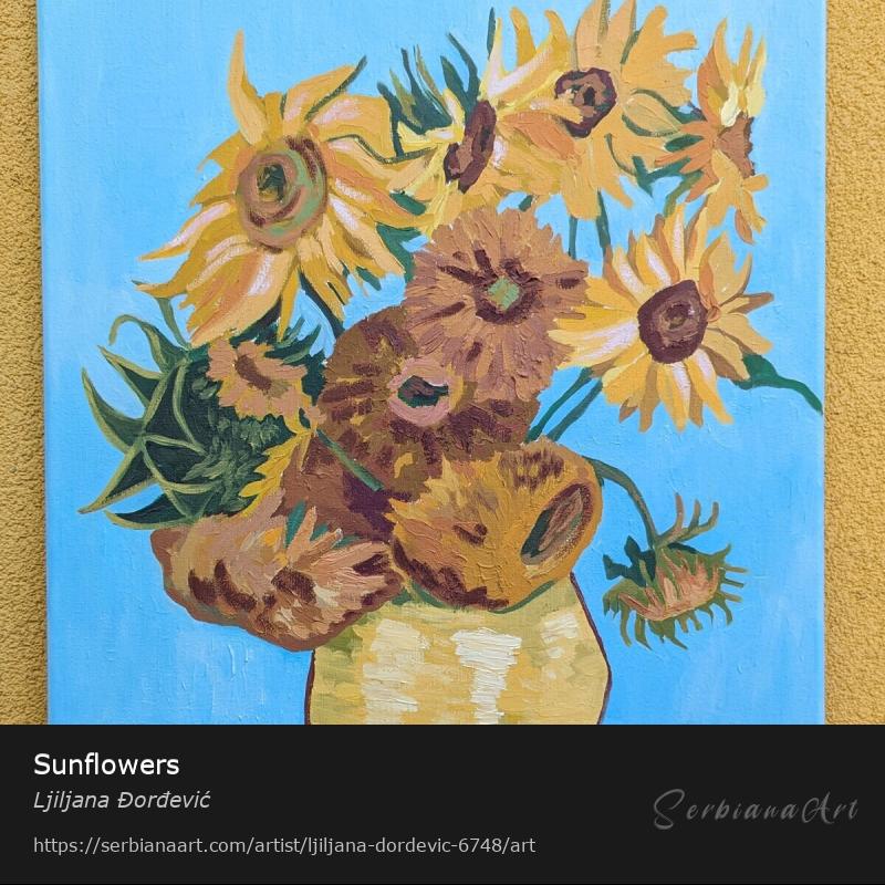 Sunflowers, Oil/Canvas, Ljiljana Đorđević