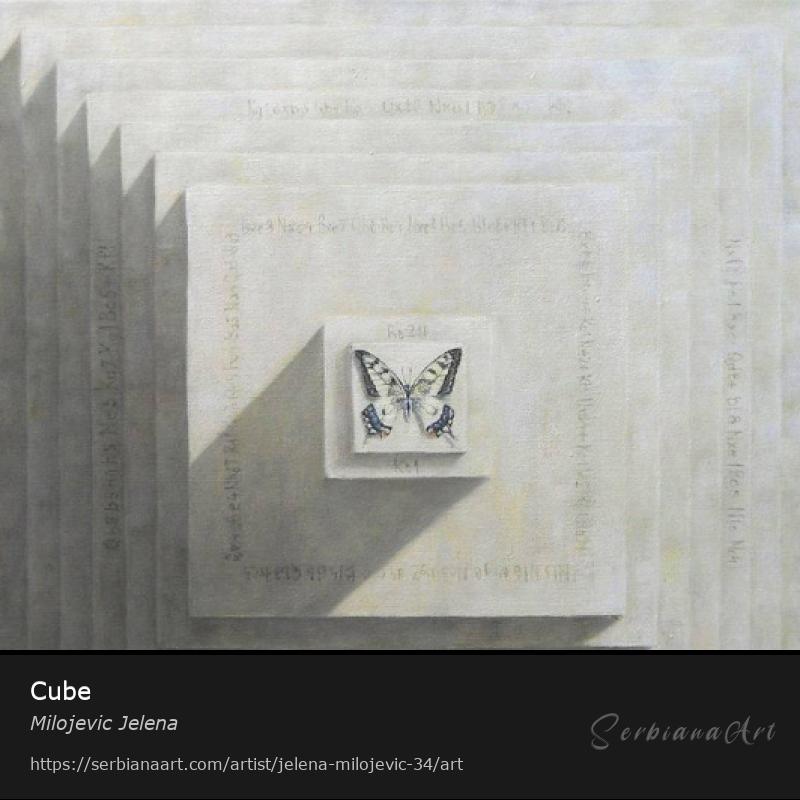 Cube, Mixed Media/Canvas, Milojevic Jelena