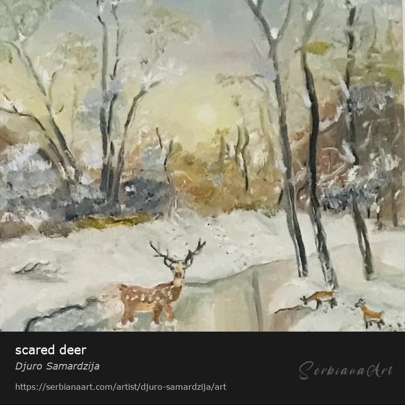 scared deer, Oil/Canvas, Djuro Samardzija