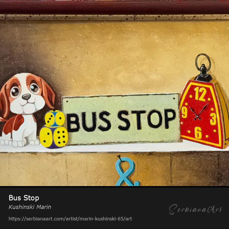 Bus Stop, Oil/Canvas, Kushinski Marin