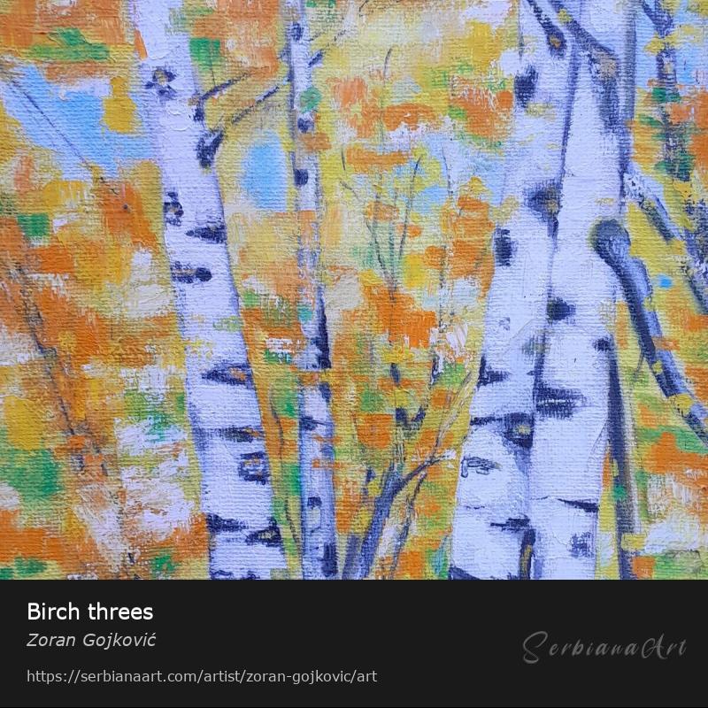 Birch threes, Oil/Canvas, Zoran Gojković