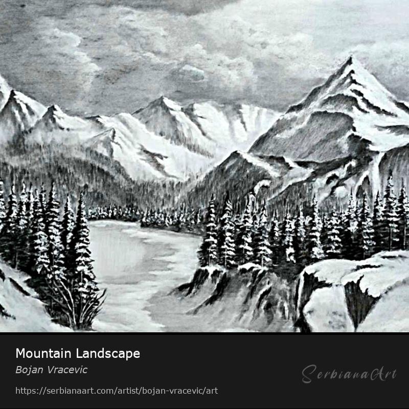 Mountain Landscape, Pastel/Paper, Bojan Vracevic