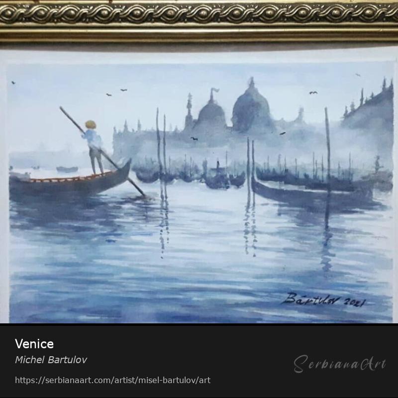 Venice, Watercolor/Paper, Michel Bartulov