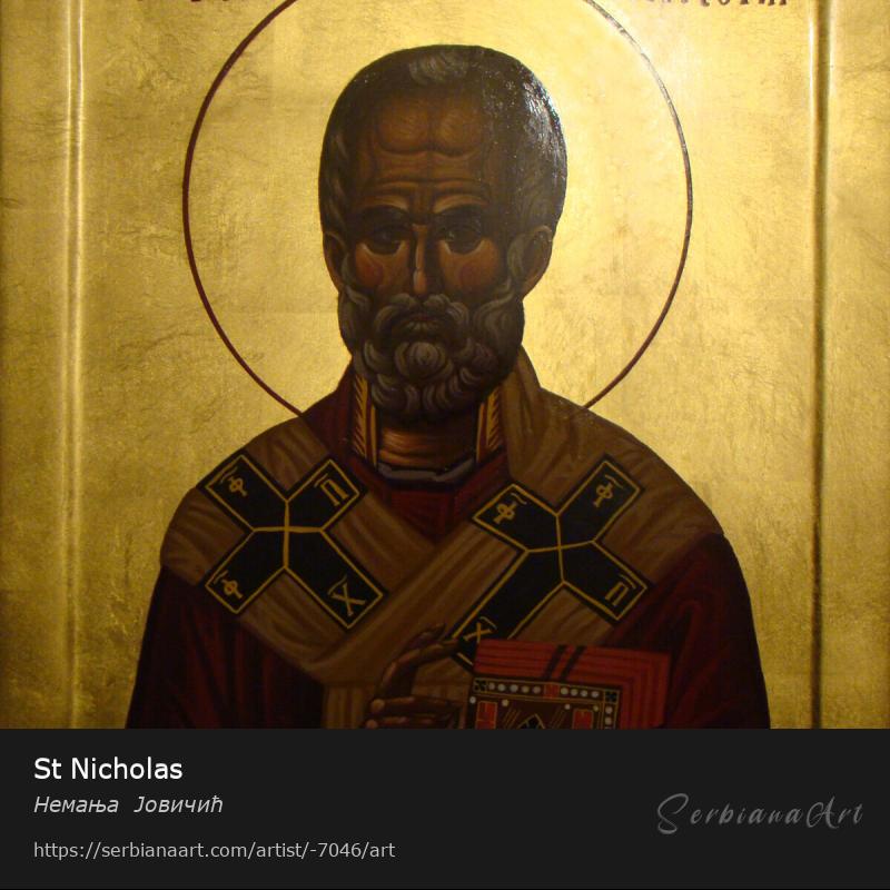 St Nicholas, Egg tempera/Wood, Немања  Јовичић