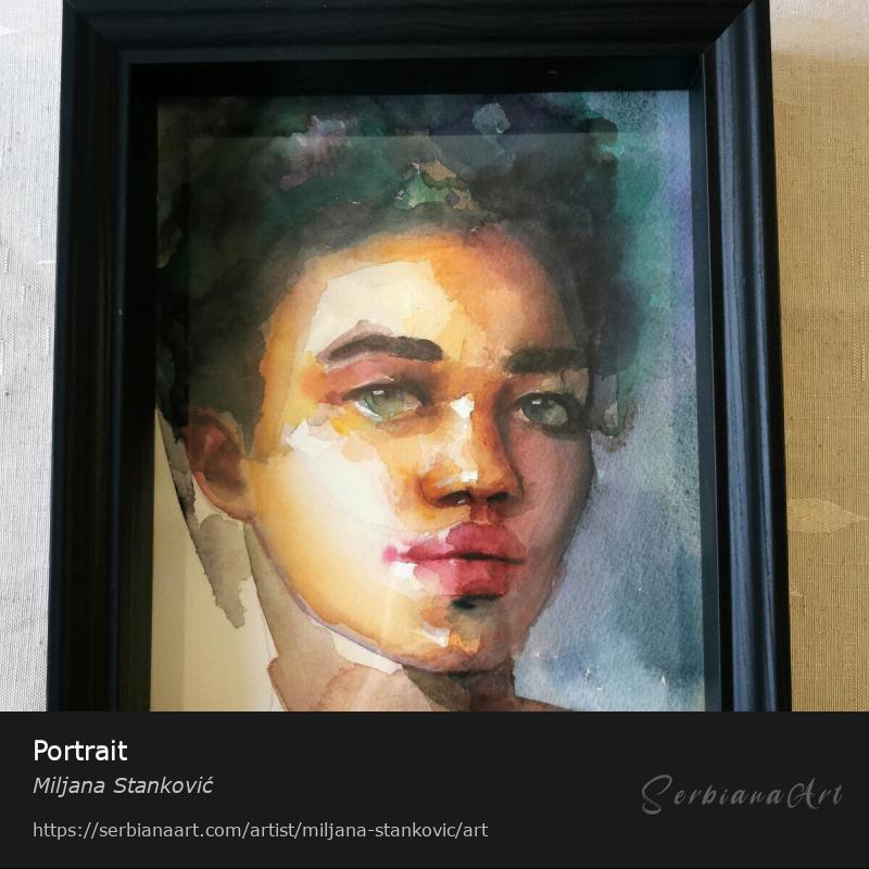 Portrait, Watercolor/Paper, Miljana Stanković